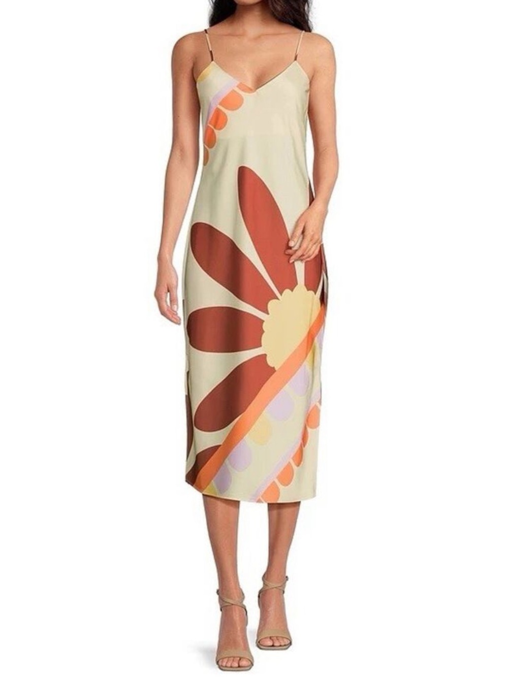 Gianni Bini Size 2 Harper Midi Slip Dress in Sunburst Floral Print NWT Boho